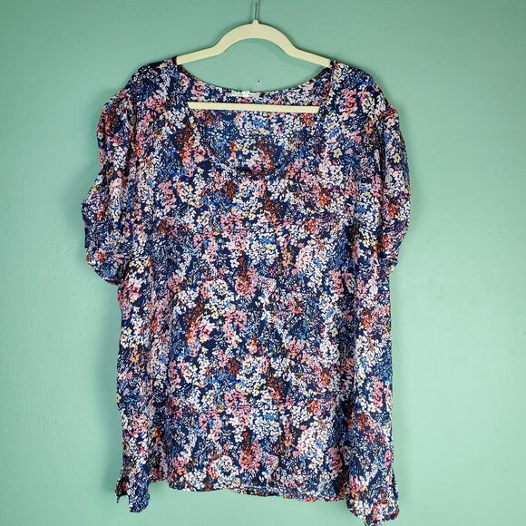 Maurices Multicolor Floral Scoop Neck Blouse Size 2X - Picture 1 of 6